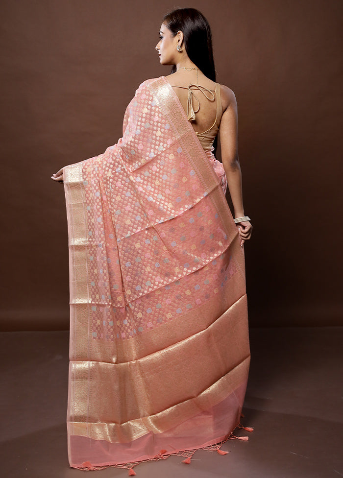 Pink Organza Saree With Blouse Piece - Indian Silk House Agencies