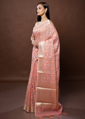 Pink Organza Saree With Blouse Piece - Indian Silk House Agencies