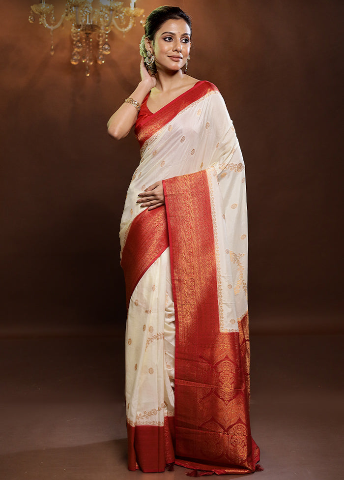 White Georgette Saree With Blouse Piece - Indian Silk House Agencies