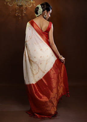 White Georgette Saree With Blouse Piece - Indian Silk House Agencies