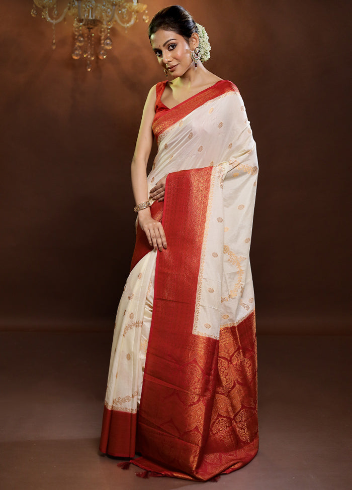 White Georgette Saree With Blouse Piece - Indian Silk House Agencies