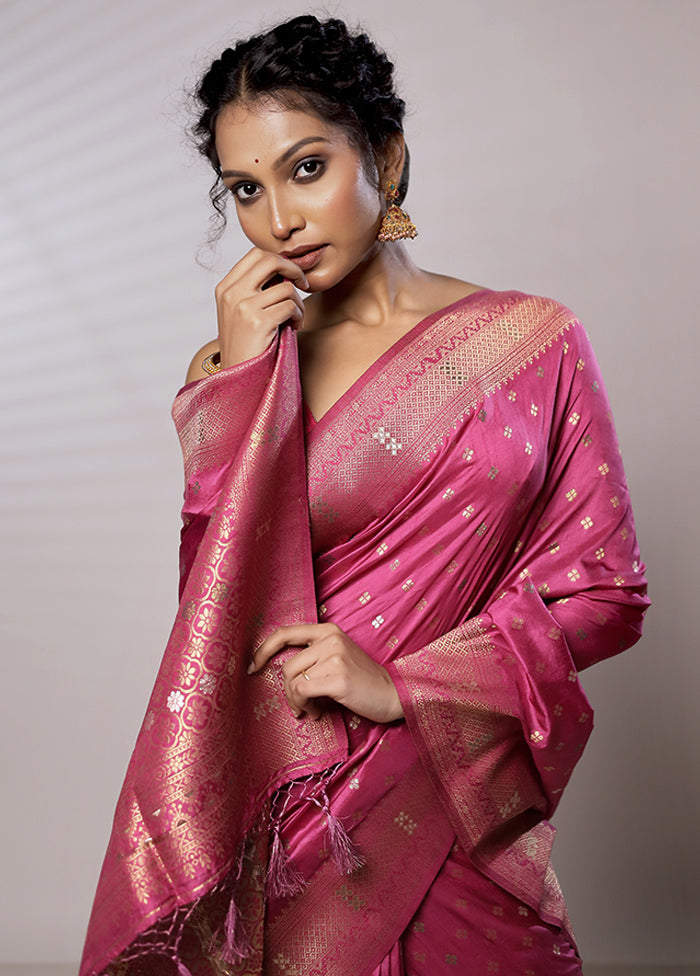 Pink Dupion Silk Saree Without Blouse Piece