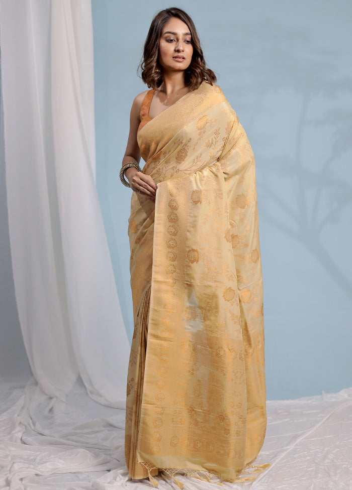 Cream Georgette Saree With Blouse Piece - Indian Silk House Agencies