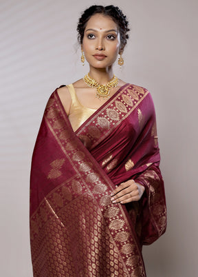 Pink Dupion Silk Saree With Blouse Piece