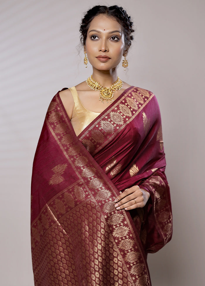 Pink Dupion Silk Saree With Blouse Piece