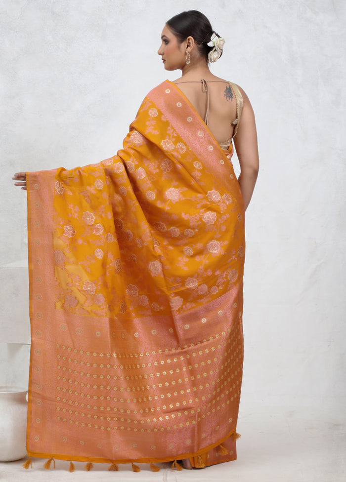 Yellow Georgette Saree With Blouse Piece - Indian Silk House Agencies