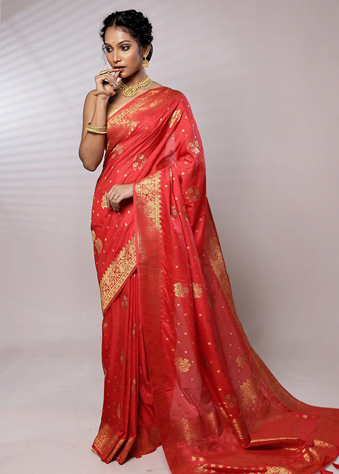 Red Georgette Saree Without Blouse Piece