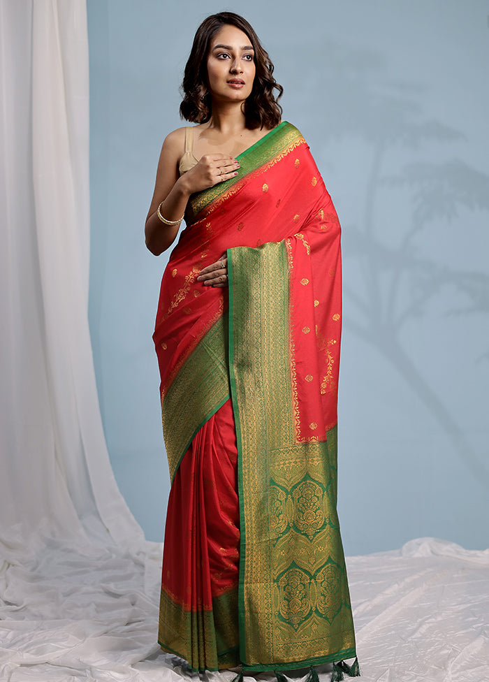 Red Georgette Saree With Blouse Piece - Indian Silk House Agencies