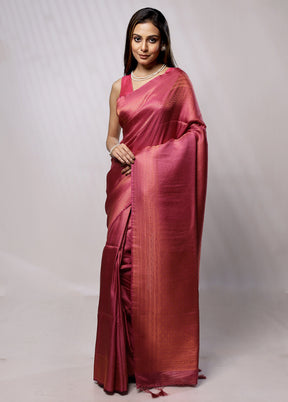 Pink Dupion Silk Saree With Blouse Piece - Indian Silk House Agencies