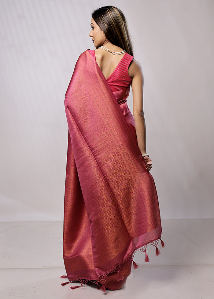 Pink Dupion Silk Saree With Blouse Piece - Indian Silk House Agencies