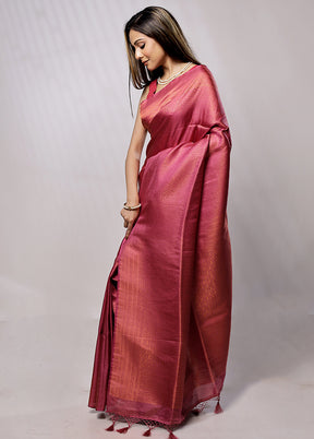 Pink Dupion Silk Saree With Blouse Piece - Indian Silk House Agencies