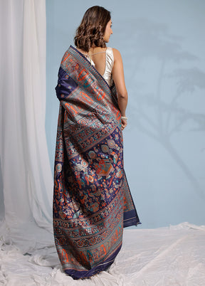 Blue Baluchari Silk Saree With Blouse Piece - Indian Silk House Agencies