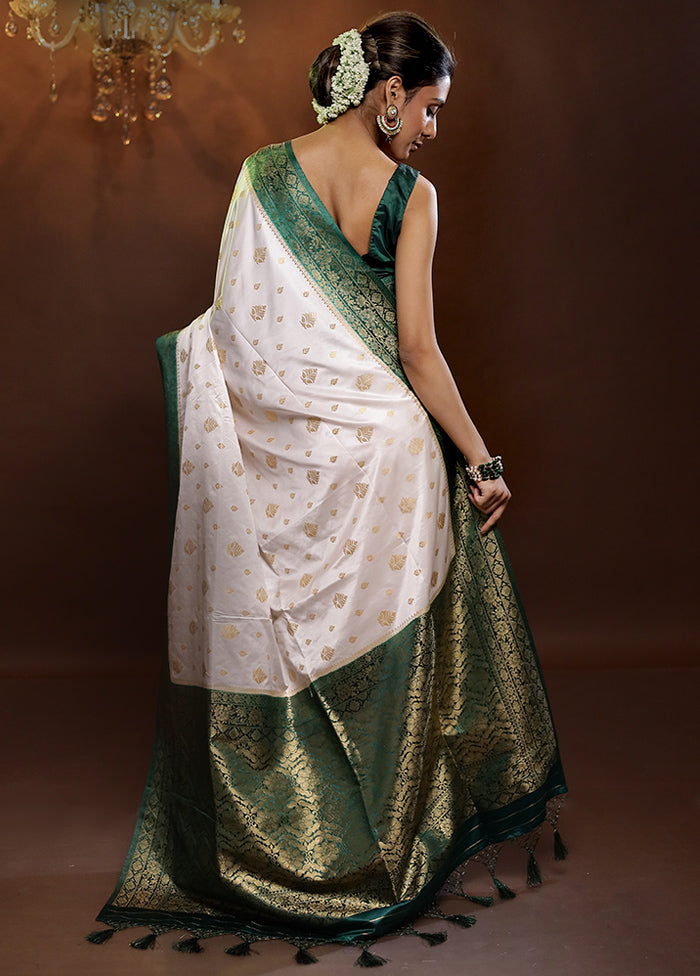 White Dupion Silk Saree With Blouse Piece