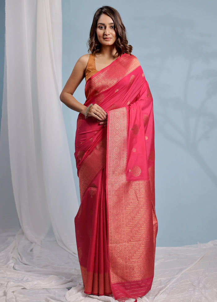 Pink Dupion Silk Saree With Blouse Piece - Indian Silk House Agencies