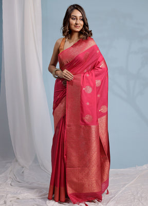 Pink Dupion Silk Saree With Blouse Piece - Indian Silk House Agencies