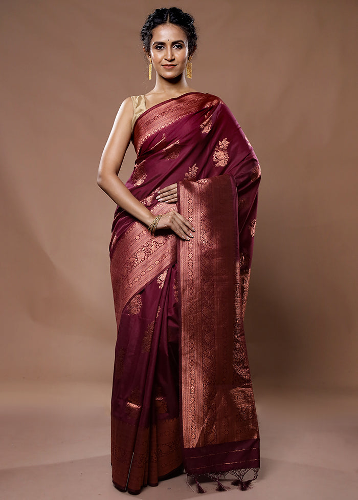 Purple Dupion Silk Saree With Blouse Piece