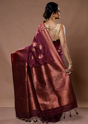 Purple Dupion Silk Saree With Blouse Piece - Indian Silk House Agencies