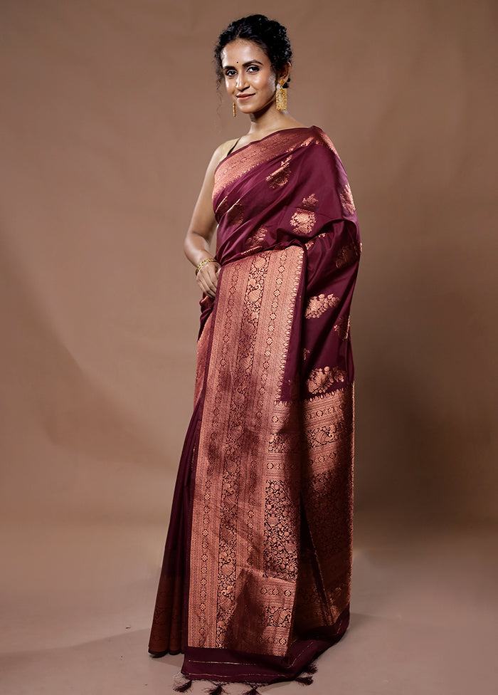 Purple Dupion Silk Saree With Blouse Piece