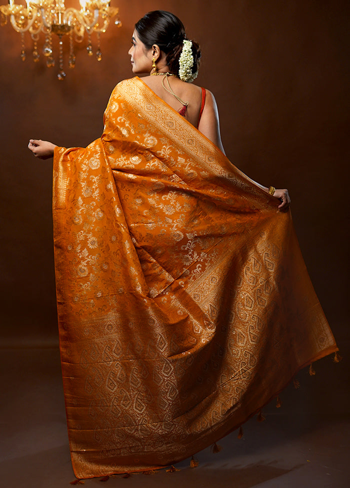 Rust Georgette Saree With Blouse Piece