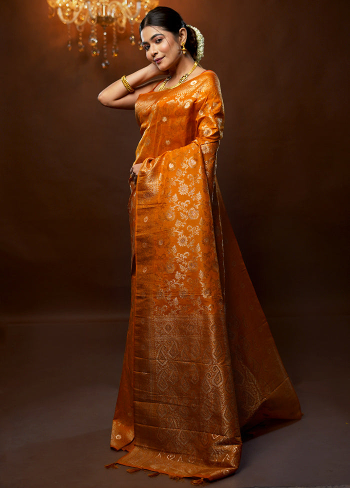 Rust Georgette Saree With Blouse Piece