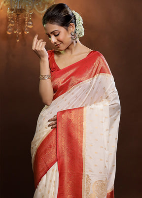 White Georgette Saree With Blouse Piece