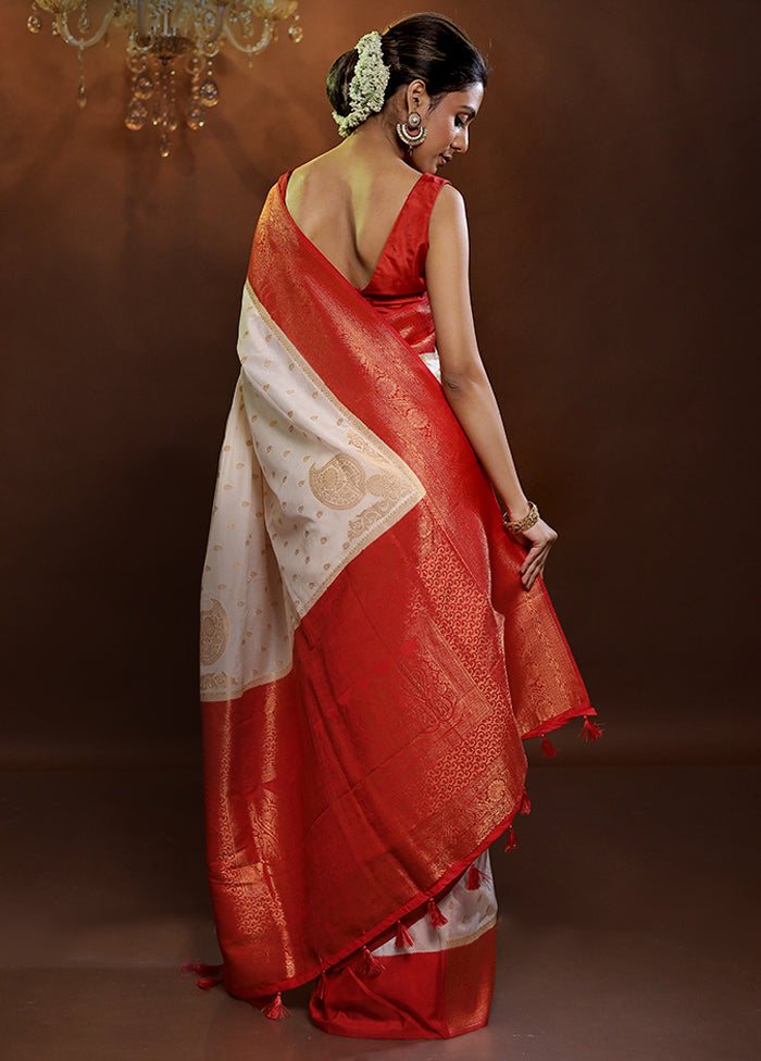 White Georgette Saree With Blouse Piece