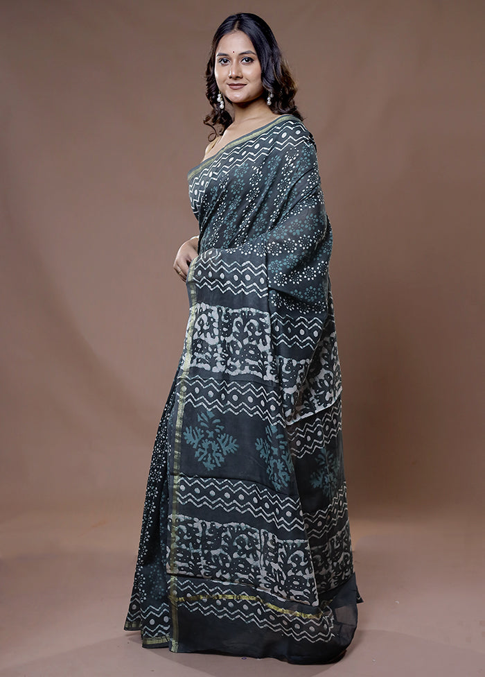 Multicolor Chanderi Cotton Saree With Blouse Piece