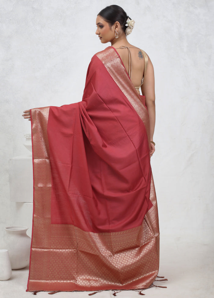 Pink Cotton Saree With Blouse Piece