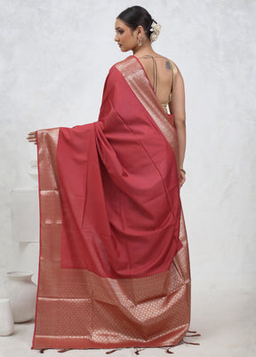 Pink Cotton Saree With Blouse Piece