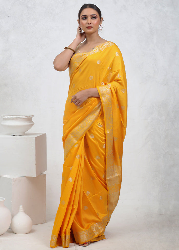 Yellow Cotton Saree With Blouse Piece - Indian Silk House Agencies