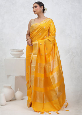 Yellow Cotton Saree With Blouse Piece - Indian Silk House Agencies