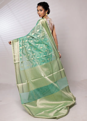 Green Kora Silk Saree With Blouse Piece