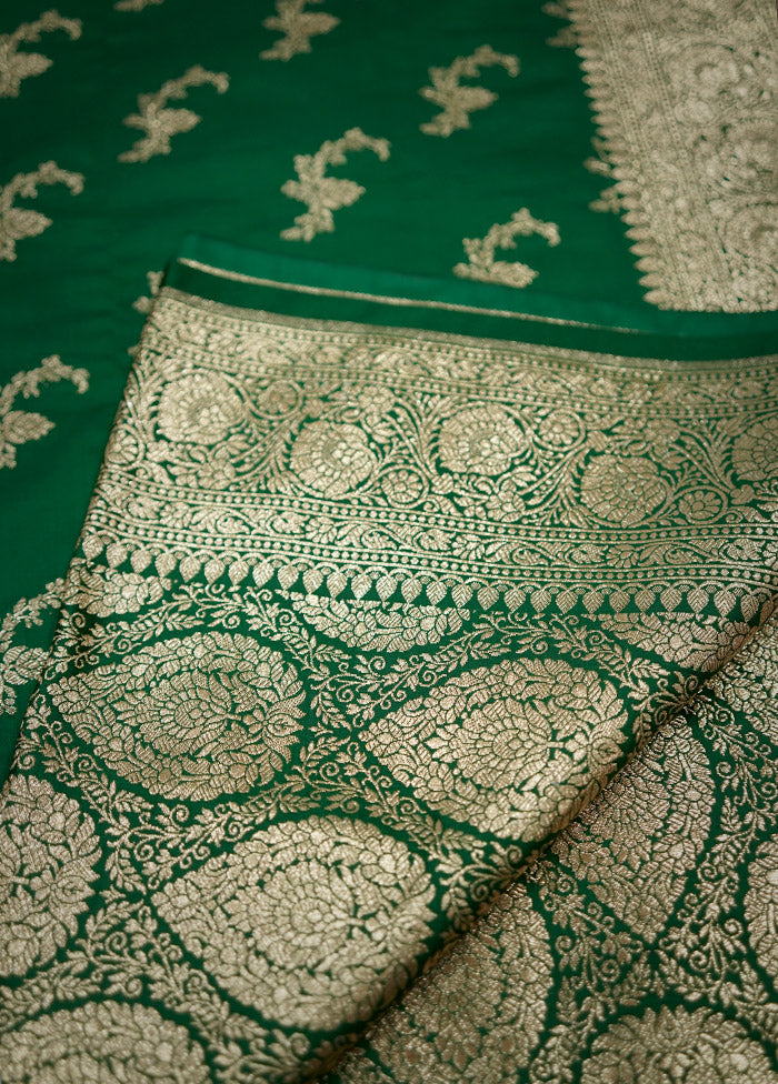 Green Banarasi Silk Saree With Blouse Piece - Indian Silk House Agencies