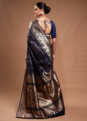 Blue Tanchoi Silk Saree With Blouse Piece