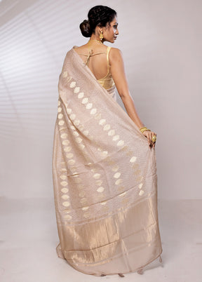 Cream Chanderi Pure Silk Saree With Blouse Piece