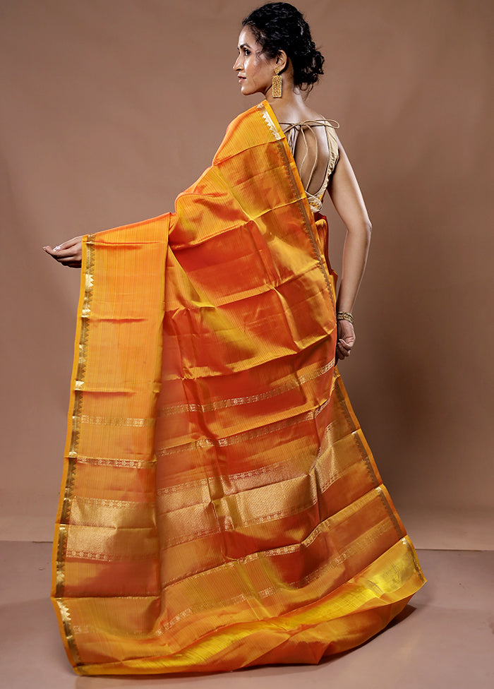 Yellow Kanjivaram Silk Saree With Blouse Piece - Indian Silk House Agencies