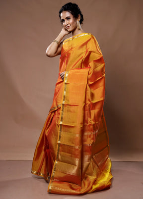 Yellow Kanjivaram Silk Saree With Blouse Piece - Indian Silk House Agencies