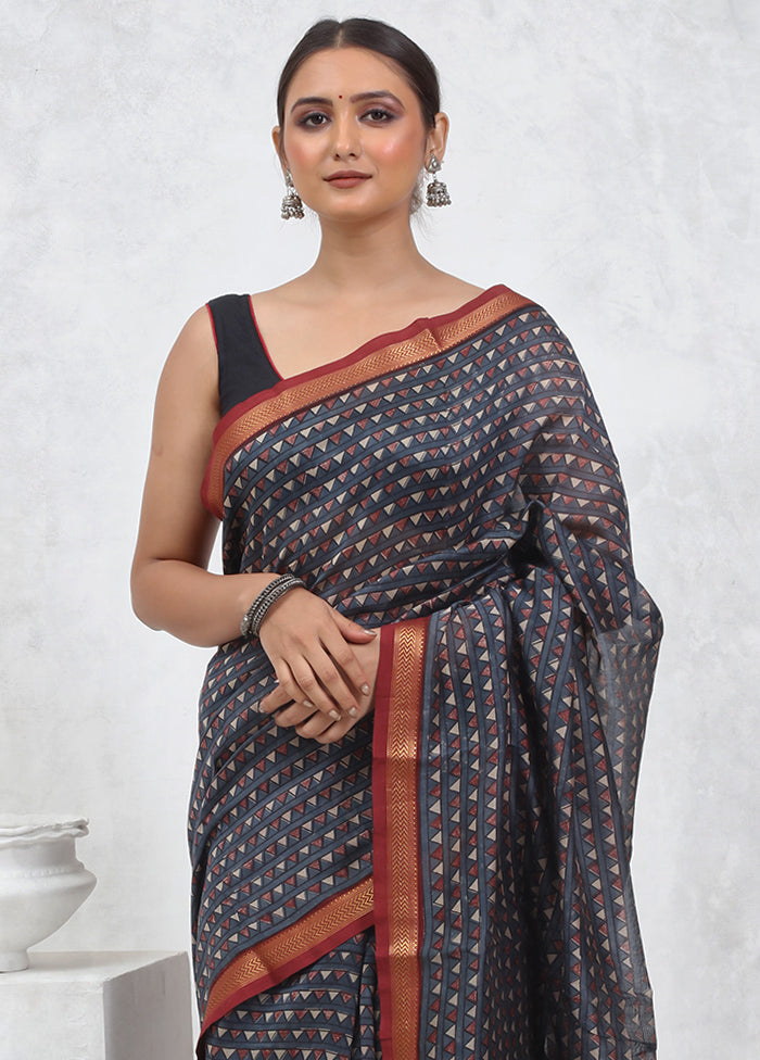 Grey Printed Pure Silk Saree Without Blouse Piece - Indian Silk House Agencies