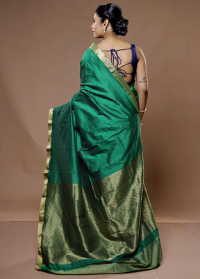 Green Kanjivaram Silk Saree With Blouse Piece - Indian Silk House Agencies