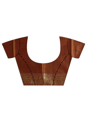 Brown Tanchoi Banarasi Silk Saree With Blouse Piece - Indian Silk House Agencies