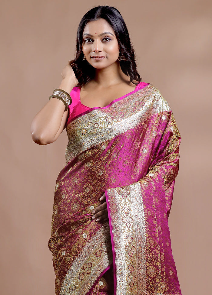 Purple Tanchoi Banarasi Pure Silk Saree With Blouse Piece - Indian Silk House Agencies