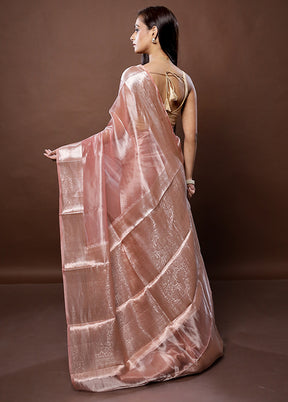 Pink Handloom Tissue Pure Silk Saree With Blouse Piece