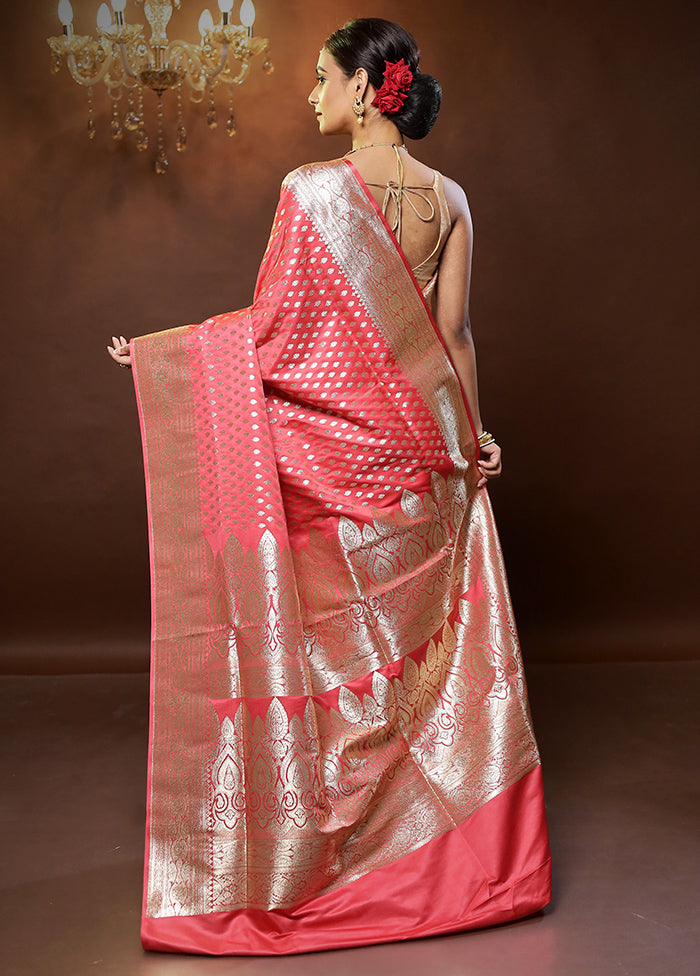 Pink Banarasi Silk Saree With Blouse Piece - Indian Silk House Agencies