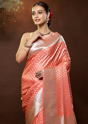 Pink Banarasi Silk Saree With Blouse Piece - Indian Silk House Agencies