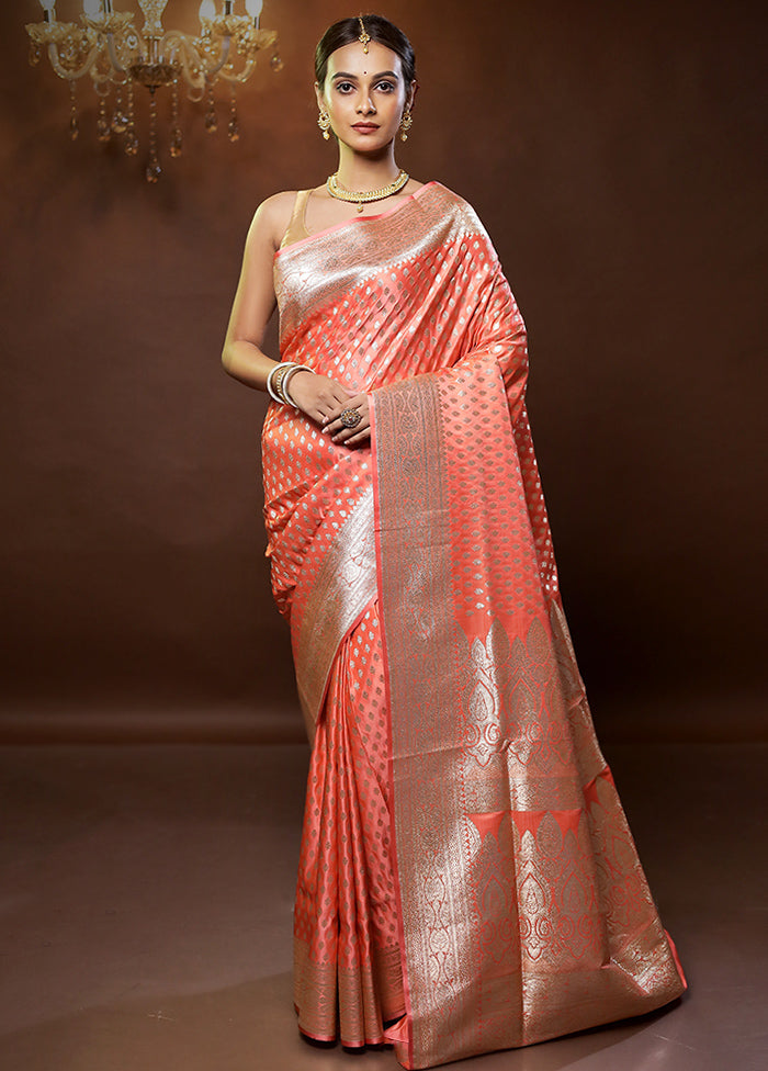 Pink Banarasi Silk Saree With Blouse Piece - Indian Silk House Agencies