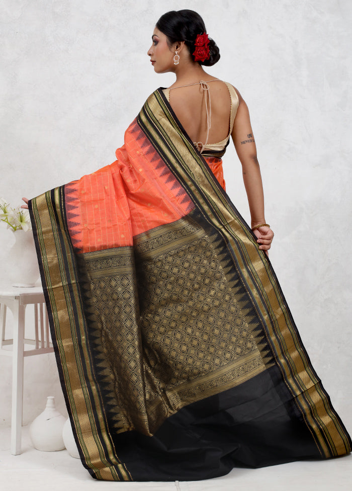 Pink Gadwal Pure Silk Saree Without Blouse Piece - Indian Silk House Agencies