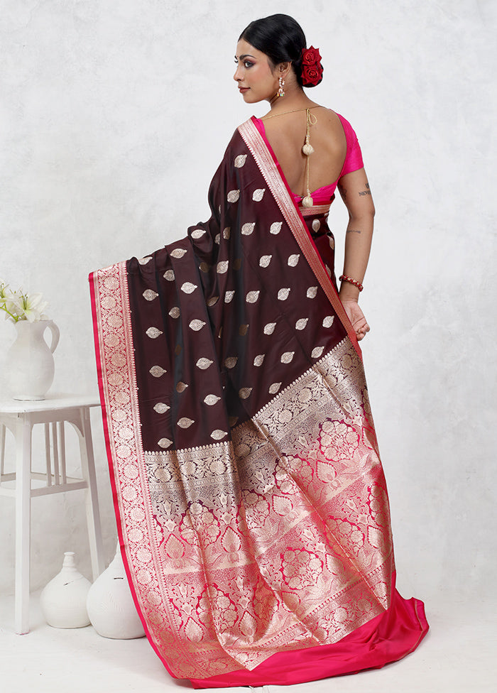 Maroon Banarasi Silk Saree Without Blouse Piece - Indian Silk House Agencies