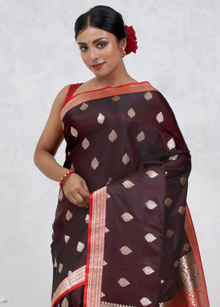 Maroon Banarasi Silk Saree Without Blouse Piece