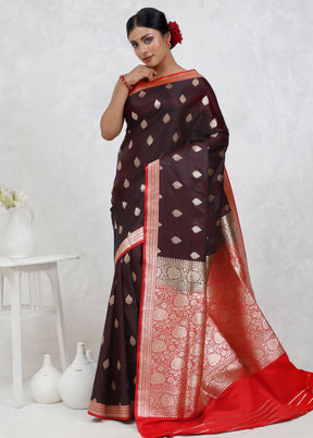 Maroon Banarasi Silk Saree Without Blouse Piece - Indian Silk House Agencies