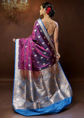 Purple Banarasi Silk Saree With Blouse Piece